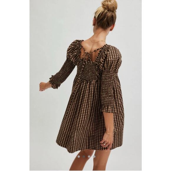 Free People Black and Cream Mini Dress - Picture 2 of 13